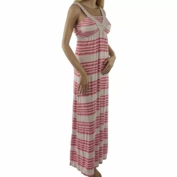 Vintage Neiman Marcus Coral Gray Weaved Strap Maxi Dress - Picture 10 of 12